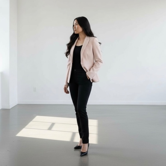 NWT White House Black Market One Button Comfort Stretch Blazer Sz 12 Cameo Rose - Picture 3 of 14